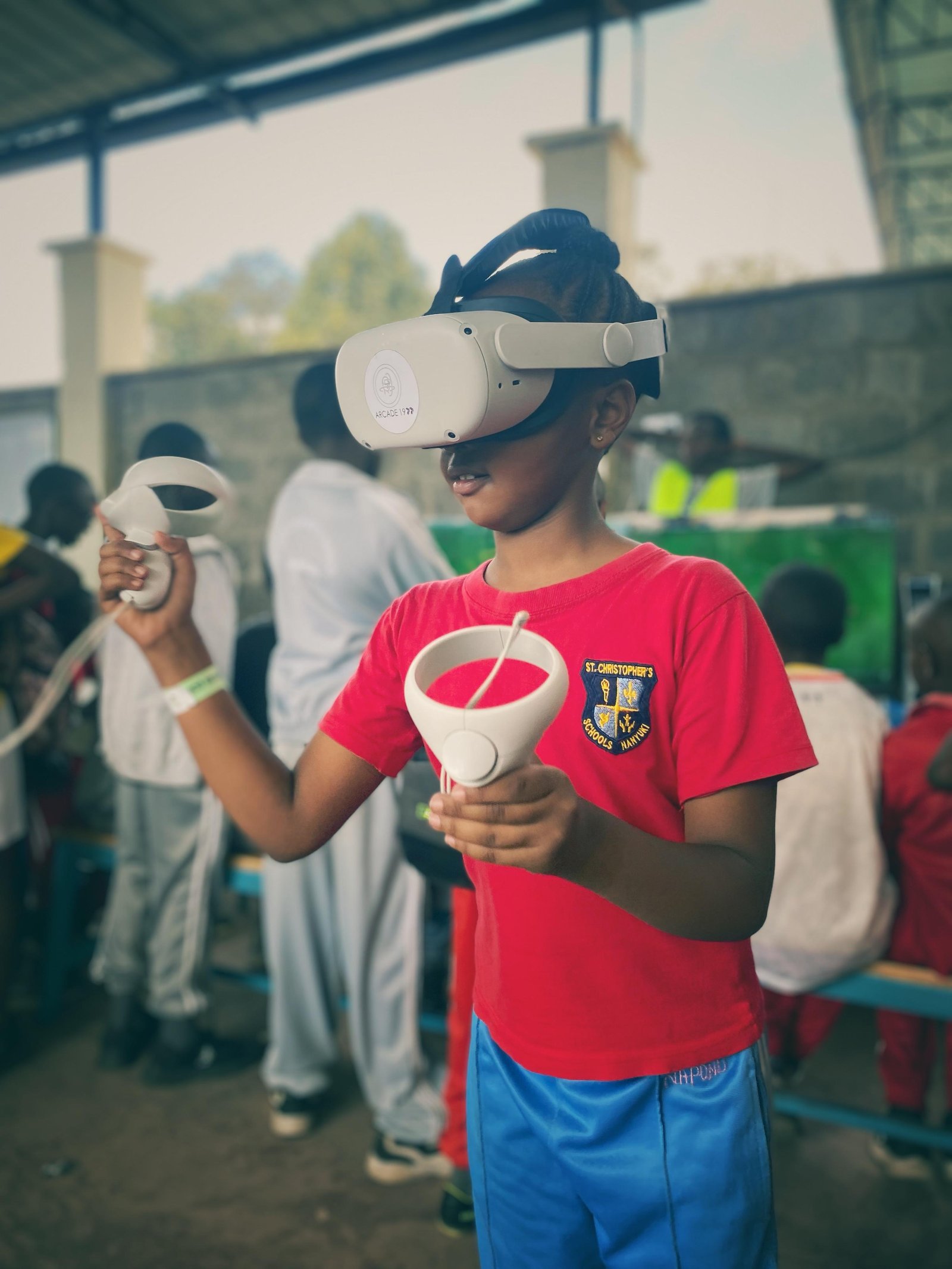 School Kid Using VR Headset